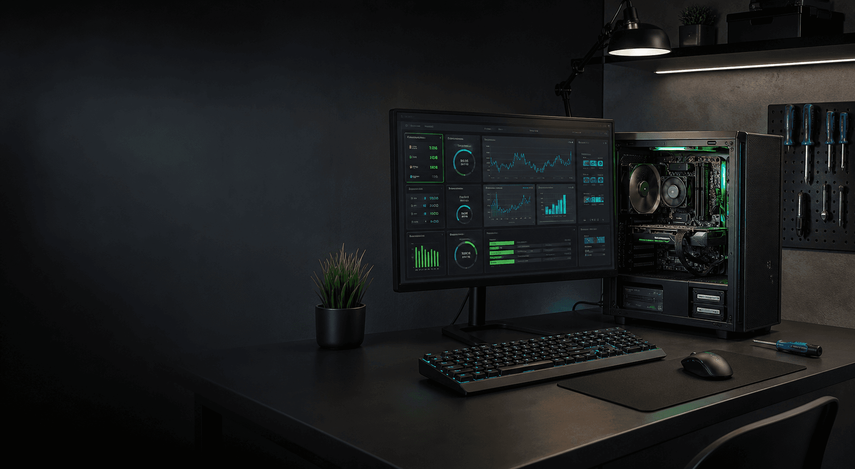PC de escritorio con pantalla de diagnóstico